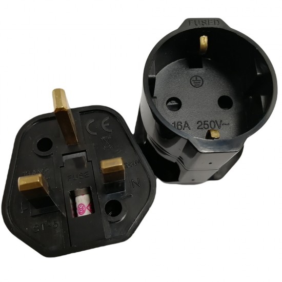 PLUG IN 2 PIN TO 3 PIN PLUG ADAPTER EU IRL/UK PLUG MAINS TRAVEL CONTINENTAL TYPE