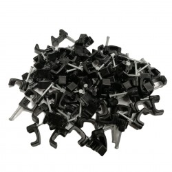 13MM BLACK 13X6 TWIN SATELLITE RG6 CABLE CLIPS WIRE STEEL PIN STRONG NYLON 100 13MM BLACK 13X6 TWIN SATELLITE RG6 CABLE CLIPS WIRE STEEL PIN STRONG NYLON 100