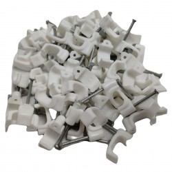 10MM WHITE TWIN DOUBLE SHOTGUN SATELLITE CABLE CLIPS STEEL PIN STRONG NYLON 100