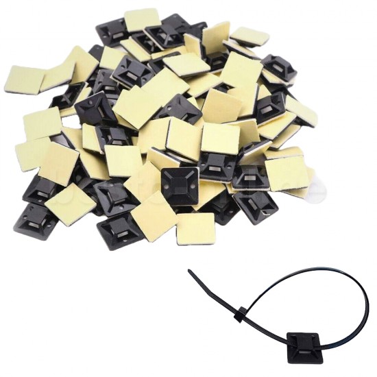 BLACK ADHESIVE SCREW CABLE TIE ZIP BASE SELF STICK FIXING WIRE MOUNTS 28MM 10PCS from Satcity.ie Ireland Limerick BLACK ADHESIVE SCREW CABLE TIE ZIP BASE SELF STICK FIXING WIRE MOUNTS 28MM 10PCS