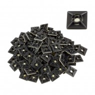 BLACK ADHESIVE SCREW CABLE TIE ZIP BASE SELF STICK FIXING WIRE MOUNTS 100 PCS