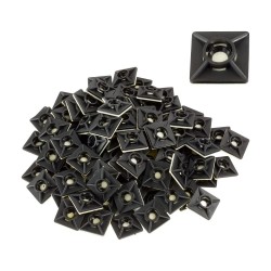 BLACK ADHESIVE SCREW CABLE TIE ZIP BASE SELF STICK FIXING WIRE MOUNTS 100 PCS