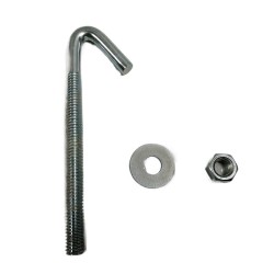 J Bolts Hook Bolts Roofing Bolts and Nuts M10 x 140mm Threaded 50mm Pack of 1