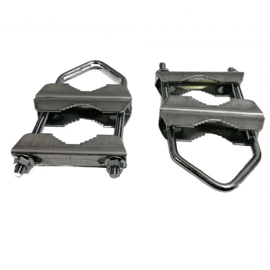 DOUBLE U CLAMP SET ANTENNA MAST V-JAW BRACKET U BOLT MOUNTING HARDWARE 2 SETS
