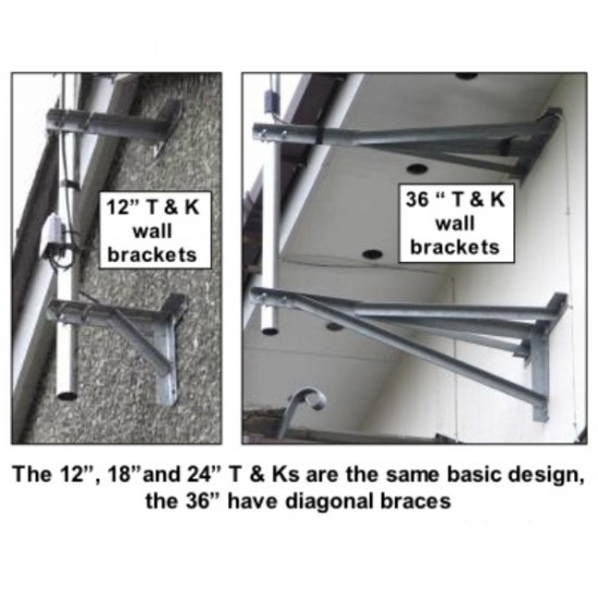 36 inch T-K Wall Bracket Set Bracket Aerial Radio Satellite mast Pole Galvanized