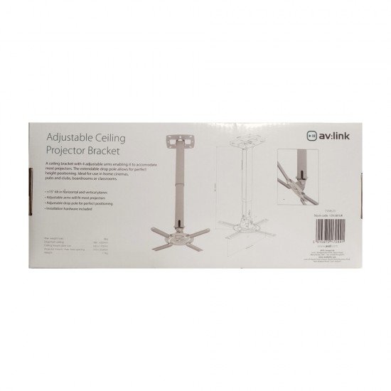 ADJUSTABLE PROJECTOR CEILING MOUNT BRACKET TILT SILVER UNIVERSAL LCD DLP MONITOR