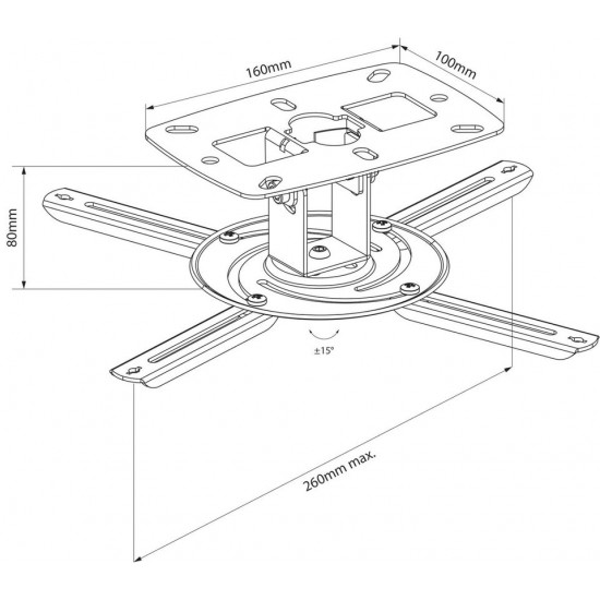 CEILING PROJECTOR BRACKET MOUNT SILVER LCD ADJUSTABLE TILT ROTATE FIXED COMPACT
