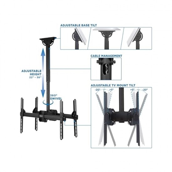 2 TV Ceiling Bracket for 32-70" TVs (1060 - 1560 mm from Ceiling / 45KG x 2)