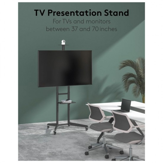 TV Presentation Stand PRO 37-70 Inch with Camera Shelf Mobile TV Rolling Cart 