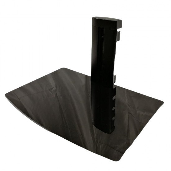 BLACK GLASS FLOATING SHELF SINGLE WALL MOUNTED UNDER WALL BRACKET TVs STB DVD