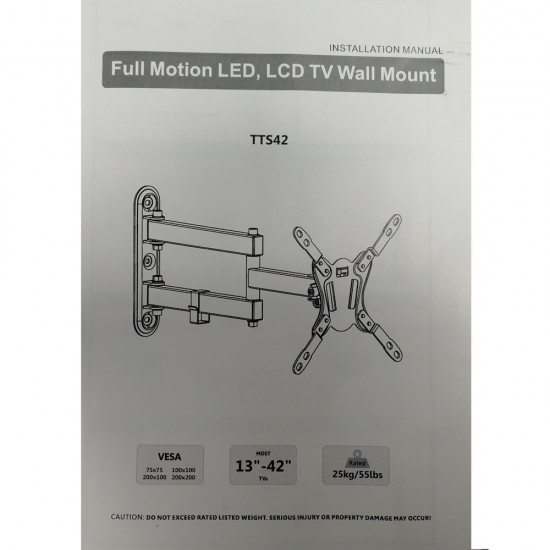TV WALL BRACKET MOUNT TTS42 DUAL ARM SWIVEL FOR 13 - 42 INCH