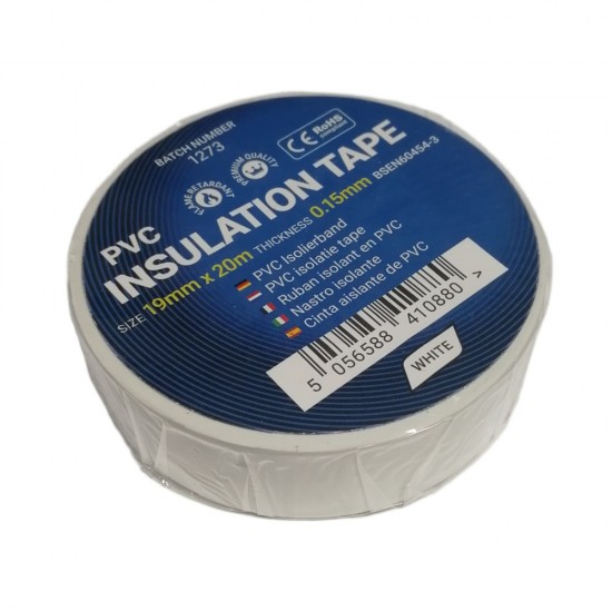ELECTRICAL INSULATION PVC TAPE WATERPROOF TAPE FLAME RETARDANT 20M X 19MM WHITE