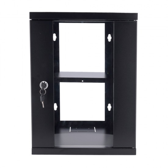 10 Inch 9U Wall Mount Server Cabinet Network Rack Enclosure Locking Glass Door