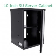 10 Inch 9U Wall Mount Server Cabinet Network Rack Enclosure Locking Glass Door