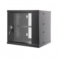 10 Inch 6U Wall Mount Rack Flatpacked Networking Cabinet 300mm Black with Lock