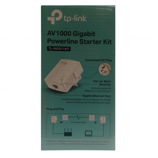 TP-LINK AV1000 GIGABIT Powerline Adapter Kit TL-PA7017 1 Port