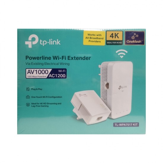 TP-LINK AV 1000 1PORT GIGABIT SET POWERLINE AC1200 WIFI EXTENDER 4K UNIT KIT