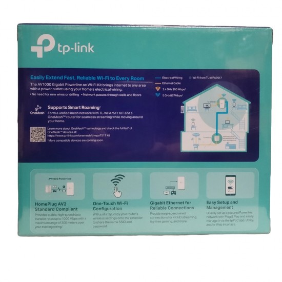 TP-LINK AV 1000 1PORT GIGABIT SET POWERLINE AC1200 WIFI EXTENDER 4K UNIT KIT