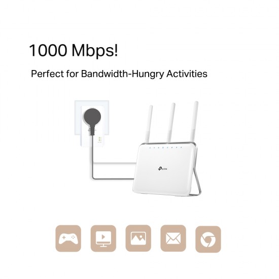 TP-LINK TL-PA7027P AV1000 Gigabit Passthrough Powerline Starter Kit