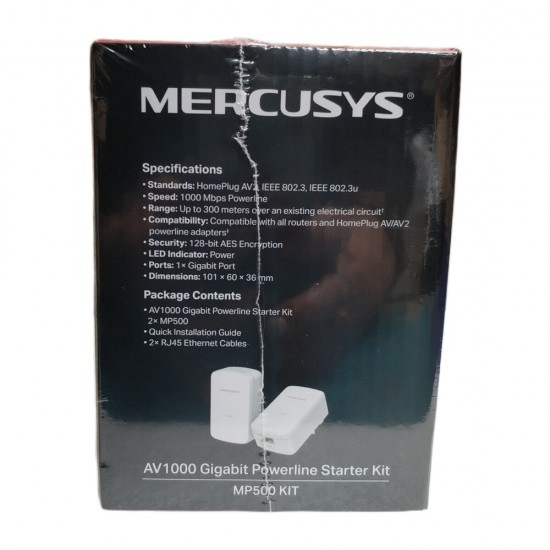Mercusys AV1000 Powerline Adapter Kit MP500 Extender 300m Range Speed 1000 Mbps from Satcity.ie  Ireland Limerick