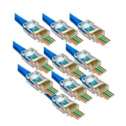 EASY PUSH RJ45 PASS THROUGH ETHERNET CONNECTOR CRIMP CAT5 CAT5E CABLE ENDS 10 EASY PUSH RJ45 PASS THROUGH ETHERNET CONNECTOR CRIMP CAT5 CAT5E CABLE ENDS 10