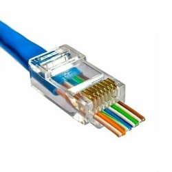 EASY PUSH RJ45 PASS THROUGH ETHERNET CONNECTOR CRIMP CAT5 CAT5E CABLE ENDS 1