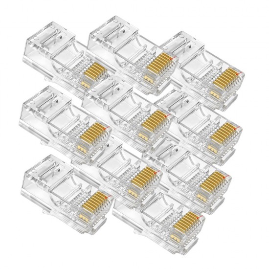 EASY PUSH RJ45 PASS THROUGH ETHERNET CONNECTOR CRIMP CAT5 CAT5E CABLE ENDS 10 from Satcity.ie  Ireland Limerick