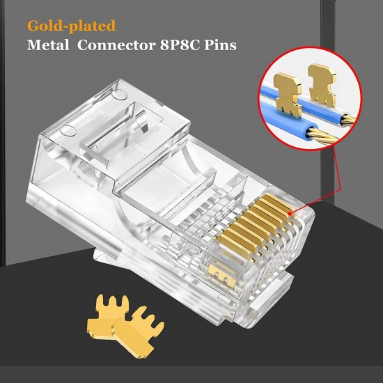EASY PUSH RJ45 PASS THROUGH ETHERNET CONNECTOR CRIMP CAT5 CAT5E CABLE ENDS 1 from Satcity.ie  Ireland Limerick