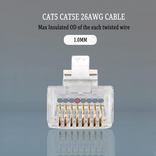 EASY PUSH RJ45 PASS THROUGH ETHERNET CONNECTOR CRIMP CAT5 CAT5E CABLE ENDS 1 from Satcity.ie  Ireland Limerick