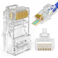EASY PUSH RJ45 PASS THROUGH ETHERNET CONNECTOR CRIMP CAT5 CAT5E CABLE ENDS 1