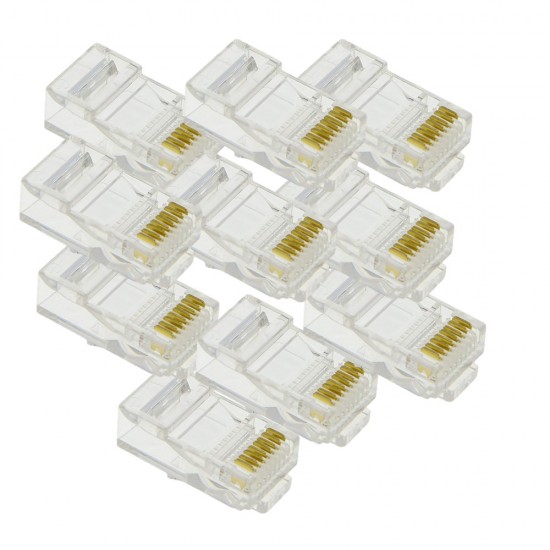 RJ45 ETHERNET CONNECTOR CRIMP PLUG CAT5 CAT5E NETWORK CABLE ENDS 10
