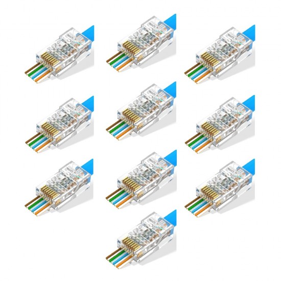 Easy Push Through CAT6 RJ45 Pass Through CAT6 Ends Ethernet Connector (10) from Satcity.ie Ireland Limerick Easy Push Through CAT6 RJ45 Pass Through CAT6 Ends Ethernet Connector (10)