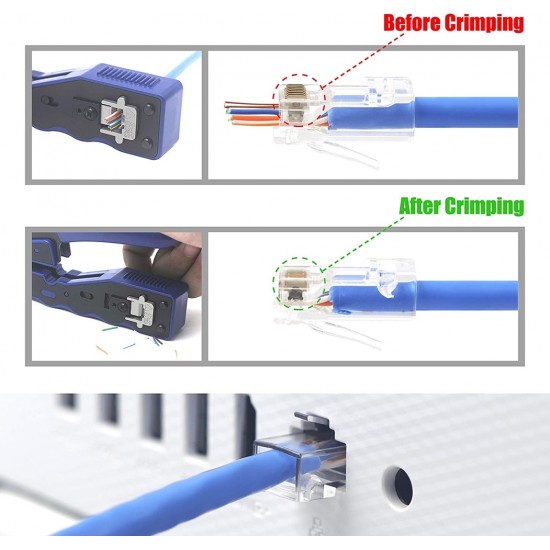 Easy Push Through CAT6 RJ45 Pass Through CAT6 Ends Ethernet Connector (10) from Satcity.ie Ireland Limerick Easy Push Through CAT6 RJ45 Pass Through CAT6 Ends Ethernet Connector (10)