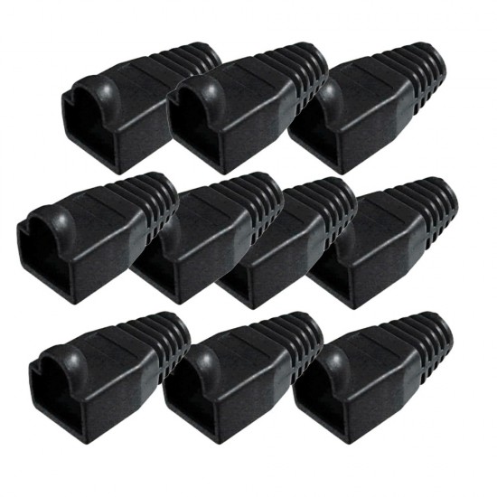 BLACK RJ45 STRAIN RELIEF BOOT PLUG CONNECTOR BOOTS FOR CAT 5 6 ETHERNET CABLE 10