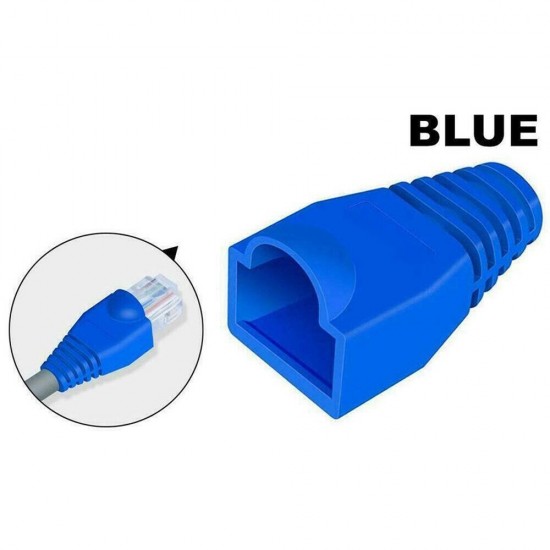 BLUE RJ45 STRAIN RELIEF BOOT PLUG CONNECTOR BOOTS FOR CAT 5 6 ETHERNET CABLE 100