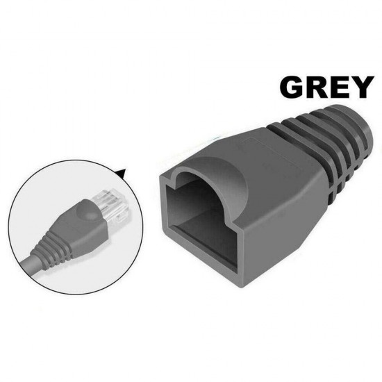 GREY RJ45 STRAIN RELIEF BOOT PLUG CONNECTOR BOOTS FOR CAT 5 6 ETHERNET CABLE 100