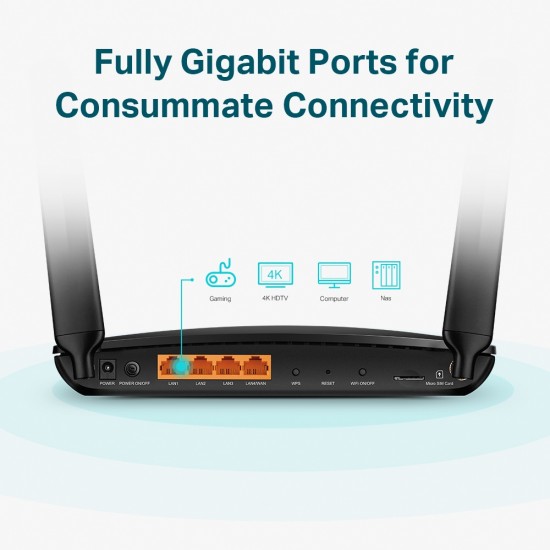 4G+ Cat6 AC1200 Wireless Dual Band Gigabit Router Archer MR600 from Satcity.ie Ireland Limerick 4G+ Cat6 AC1200 Wireless Dual Band Gigabit Router Archer MR600