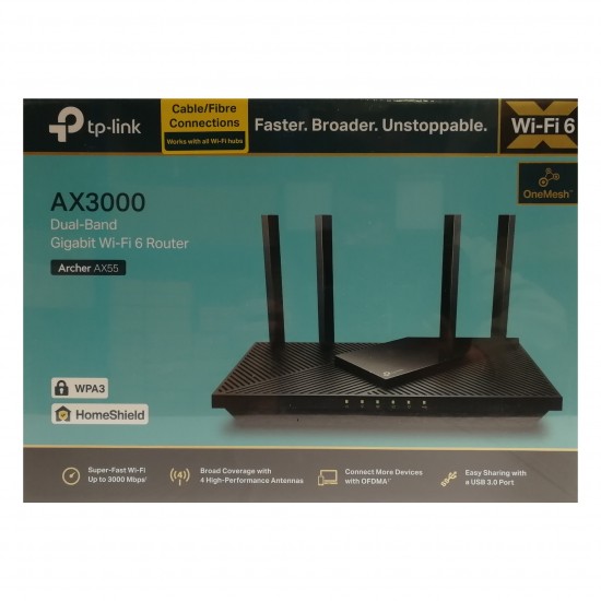 AX3000 Dual Band Gigabit Wi-Fi 6 Router Archer AX55 from Satcity.ie Ireland Limerick AX3000 Dual Band Gigabit Wi-Fi 6 Router Archer AX55