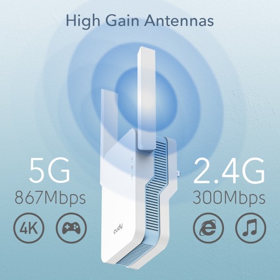 Cudy AC1500 Dual Band WiFi Range Extender with Mesh from Satcity.ie Ireland Limerick Cudy AC1500 Dual Band WiFi Range Extender with Mesh