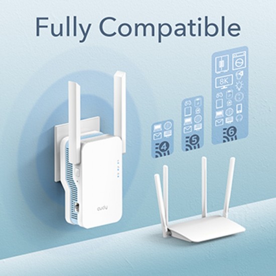 Cudy AC1500 Dual Band WiFi Range Extender with Mesh from Satcity.ie Ireland Limerick Cudy AC1500 Dual Band WiFi Range Extender with Mesh