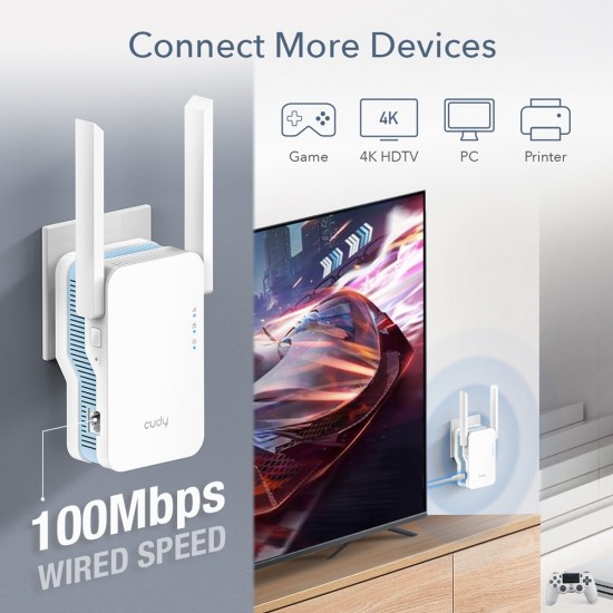 Cudy AC1500 Dual Band WiFi Range Extender with Mesh from Satcity.ie Ireland Limerick Cudy AC1500 Dual Band WiFi Range Extender with Mesh