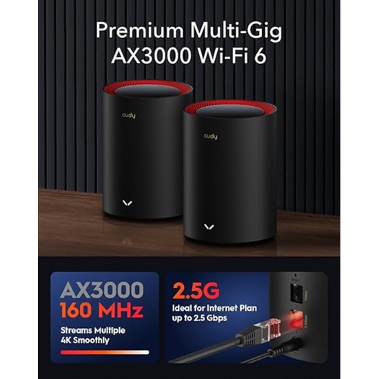 Cudy AX3000 Dual Band 2.5GB Wi-Fi 6 Mesh System (2 Pack)