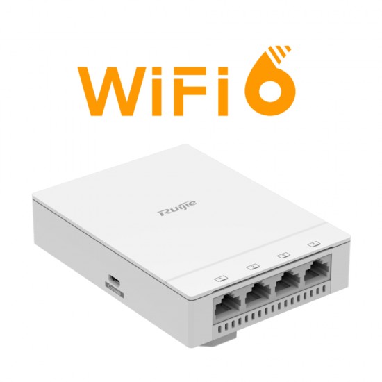 Ruijie WiFi 6 Wall Plate Access Point Dual Band 1.775Gbps 5GE Ports
