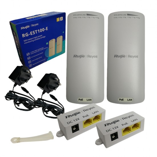 Reyee Ruijie RG-EST100-E V2 Wireless Bridge CPE Kit – 2.4GHz 500m Point-to-Point Reyee Ruijie RG-EST100-E V2 Wireless Bridge CPE Kit – 2.4GHz 500m Point-to-Point