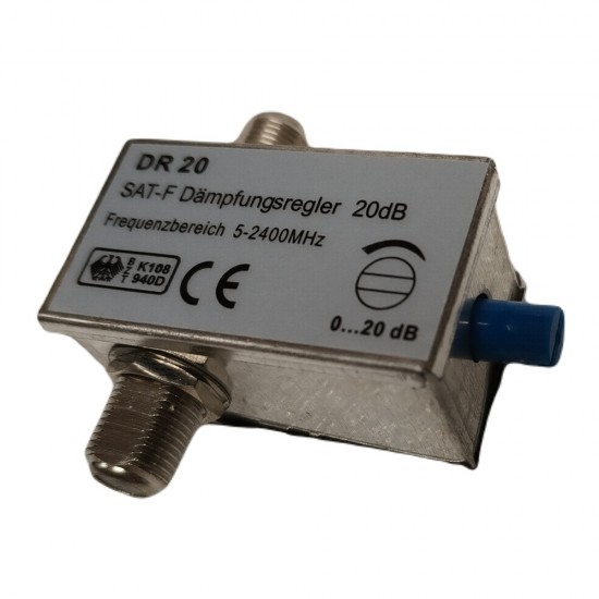 VARIABLE ADJUSTABLE 20dB ATTENUATOR F-TYPE TV AERIAL SIGNAL COAX RF DIGITAL TV from Satcity.ie  Ireland Limerick