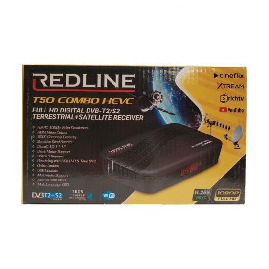 REDLINE T50 COMBO HEVC FULL HD DVB-T2/S2 TV RECEIVER SET TOP BOX REDLINE T50 COMBO HEVC FULL HD DVB-T2/S2 TV RECEIVER SET TOP BOX