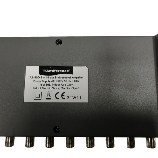 Antiference 2 x 16 Way TV Amplifier with Bypass F-Type