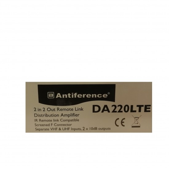 Antiference 2 x 2 Way TV Amplifier with Bypass F-Type DA220/48