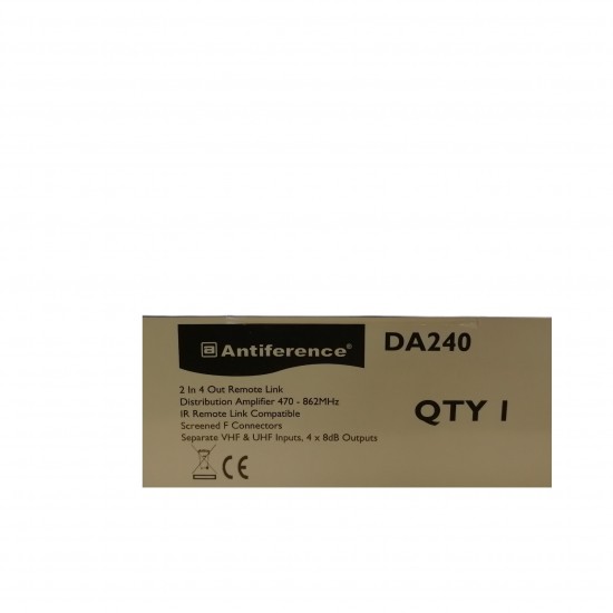 Antiference 2 x 4 Way TV Amplifier with Bypass F-Type DA240/48 (5G Ready)