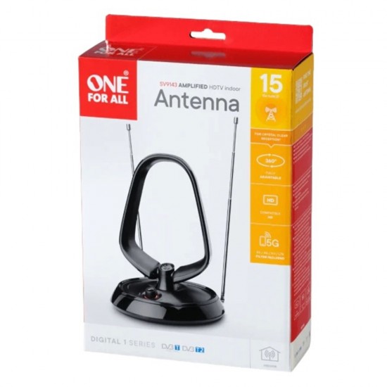 One For All Digital Indoor Amplified Antenna SV9143-5G UHF Aerial